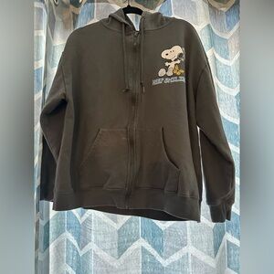 Peanuts Snoopy Smiles Are Always Free Zip Hoodie XL Gray 2023 Flowers